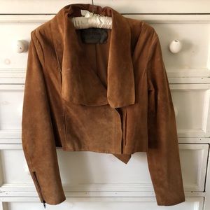 Gold crop suede leather “bomber “ jacket
